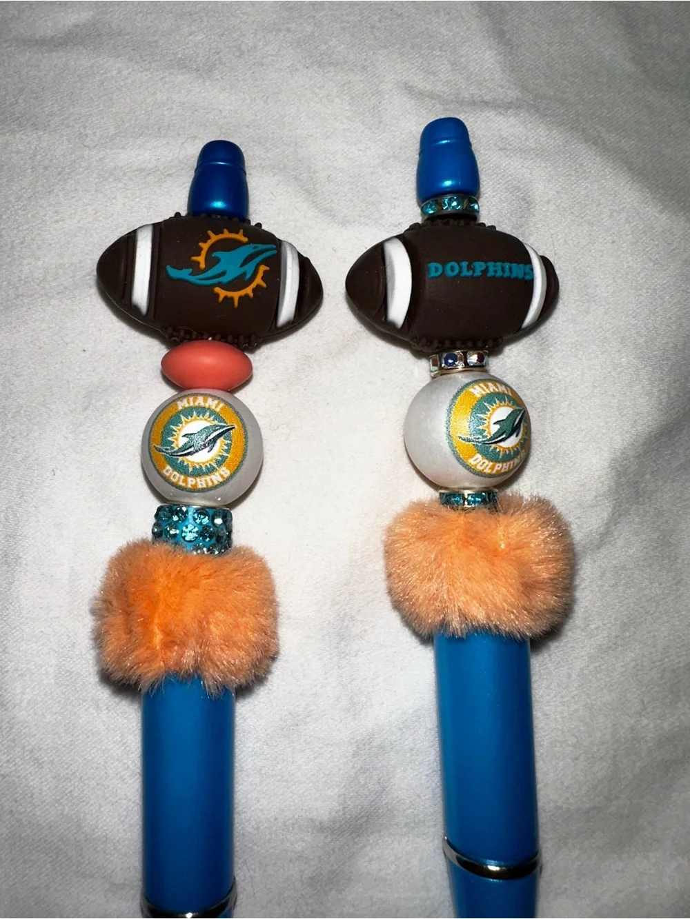 Miami Dolphins Blue Novelty Pen Set with Football Beads